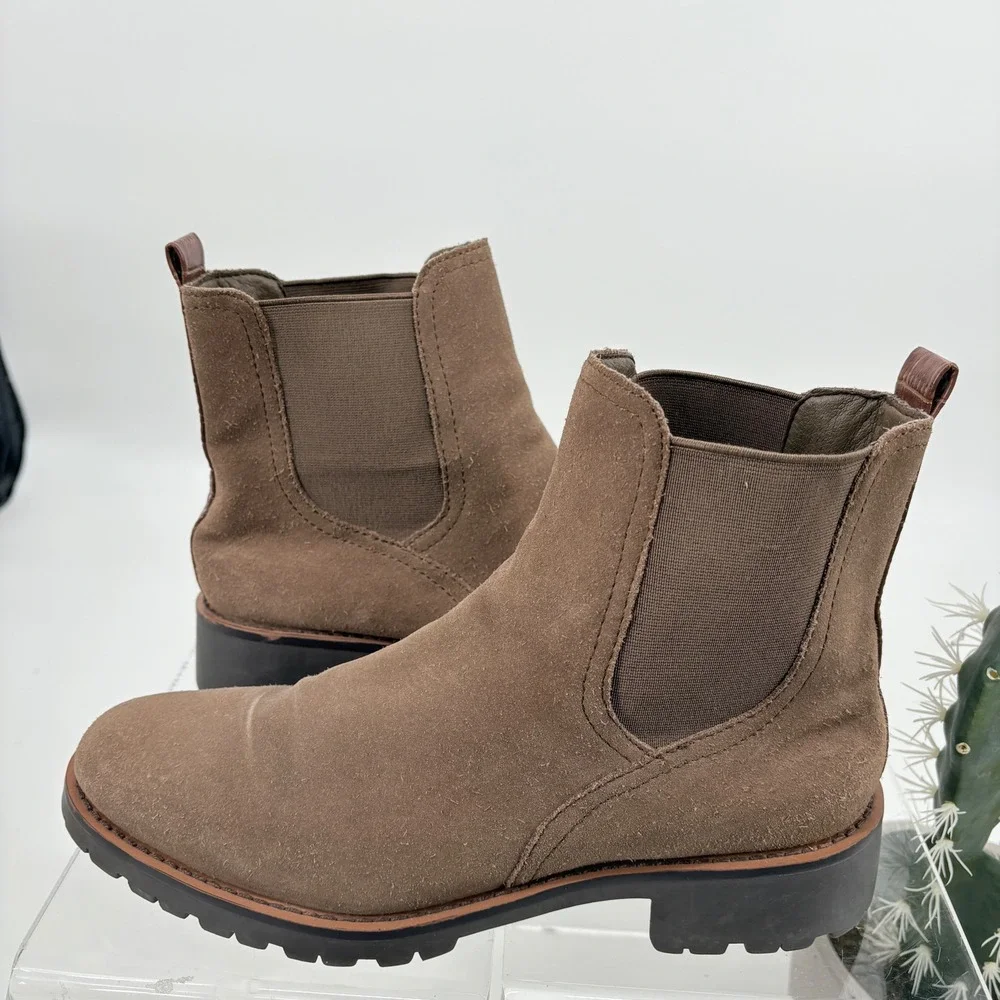 Women's sz 7.5 M Sam Edelman Jaclyn‎ Waterproof Suede Chelsea Boots Taupe